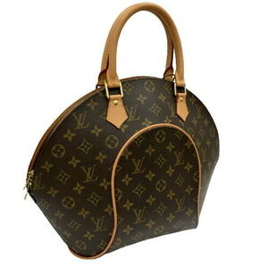 Louis Vuitton Ellipse Monogram Handbag Brown Leather Round Oval
